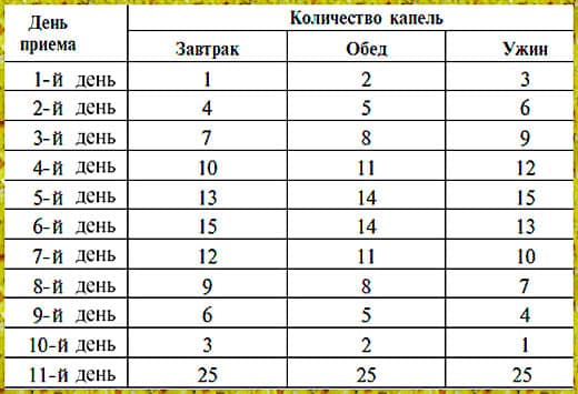 схема приема настойки чеснока по тибетскому рецепту